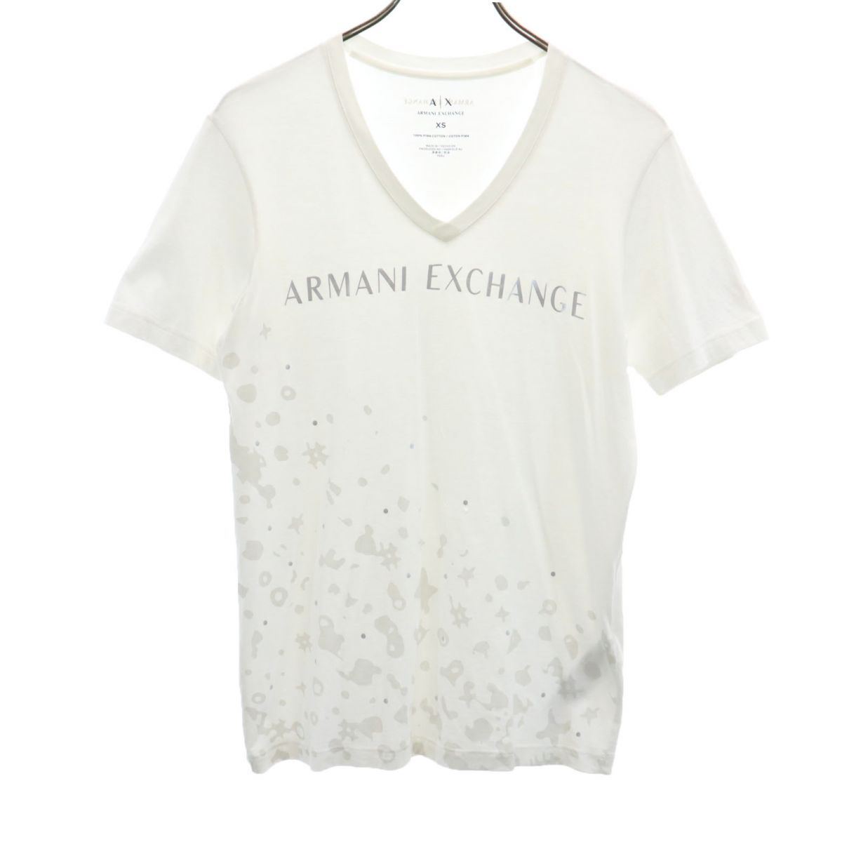 アルマーニエクスチェンジ プリント 半袖 Vネック Tシャツ XS ホワイト ARMANI EXCHANGE メンズ拍卖