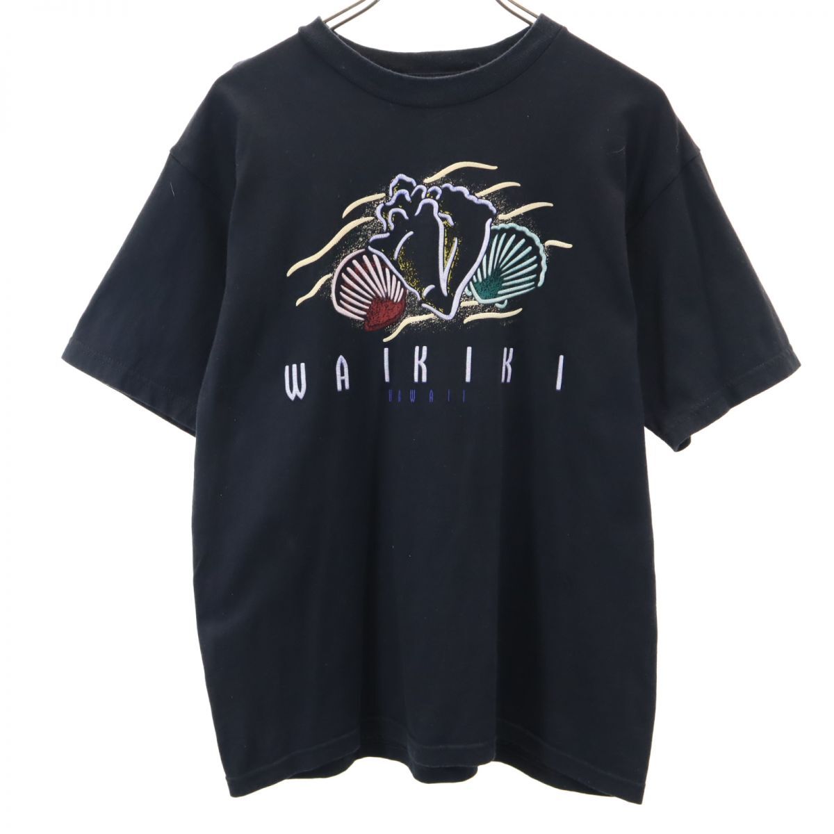 リックスアメリカ 90s USA製 オールド 刺繍 半袖 Tシャツ M ブラック Rick’s AMERICA メンズ拍卖