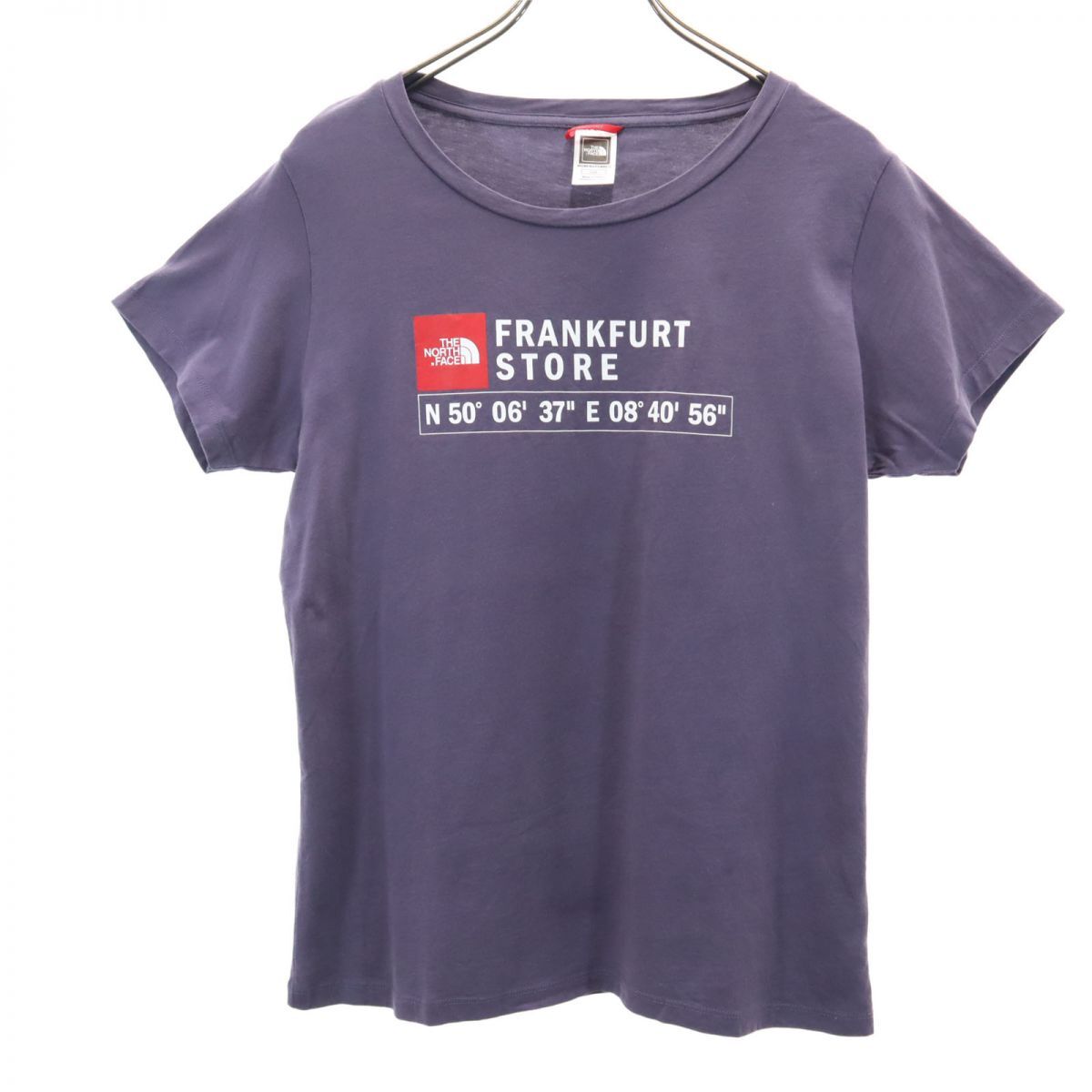 ザノースフェイス プリント 半袖 アウトドア Tシャツ L ネイビー系 THE NORTH FACE レディース拍卖