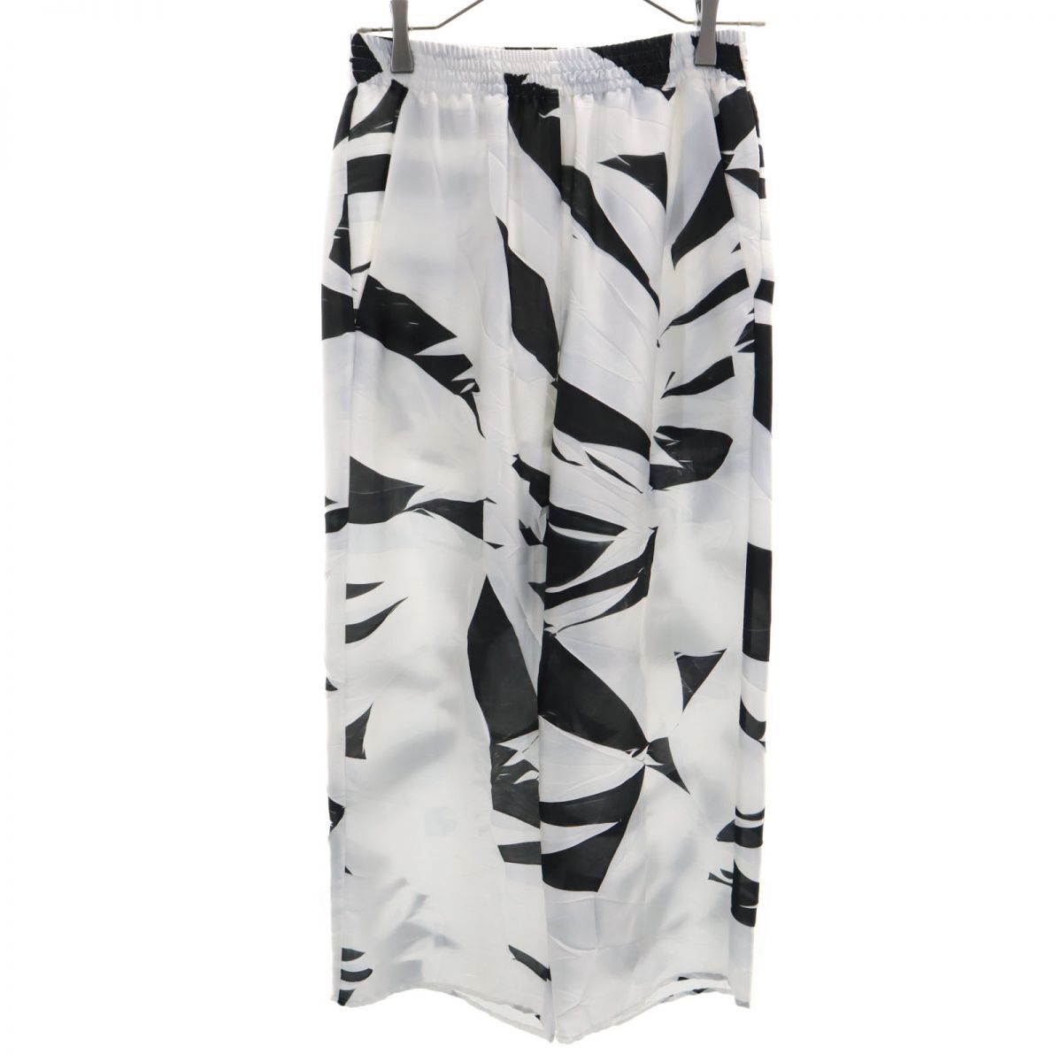 エムエムシックス イタリア製 総柄 シャーリング加工 クロップドパンツ 36 ホワイト系 MM6 ワイド ゴム仕様 レディース拍卖