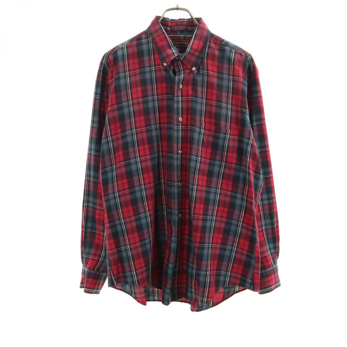 チャップスラルフローレン 90s チェック柄 長袖 シャツ L レッド CHAPS RALPH LAUREN オールド ヴィンテージ メンズ拍卖