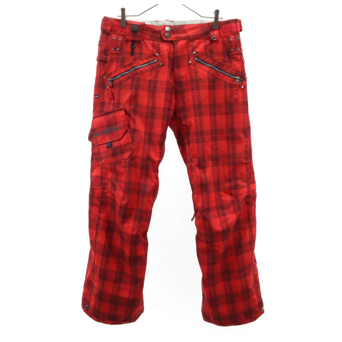 シックスエイトシックス チェック柄 スノーボード パンツ M 赤系 686 SIXEIGHTSIX SMARTY レディース拍卖