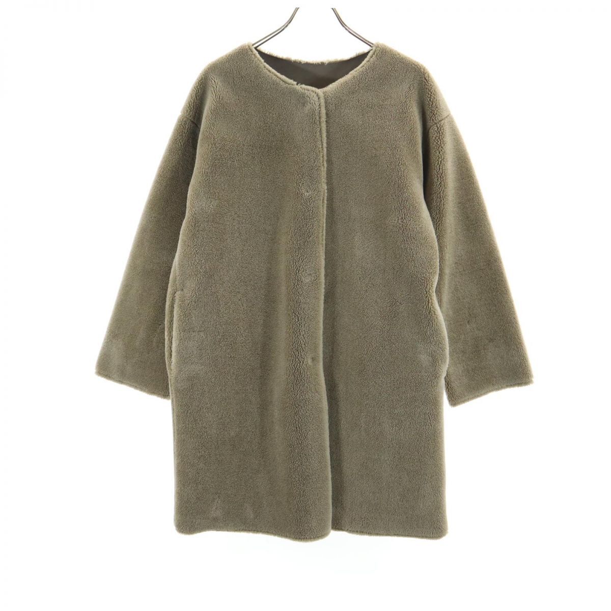 ジャーナルスタンダードレリューム ノーカラー ボアコート M ベージュ系 JOURNAL STANDARD relume レディース拍卖