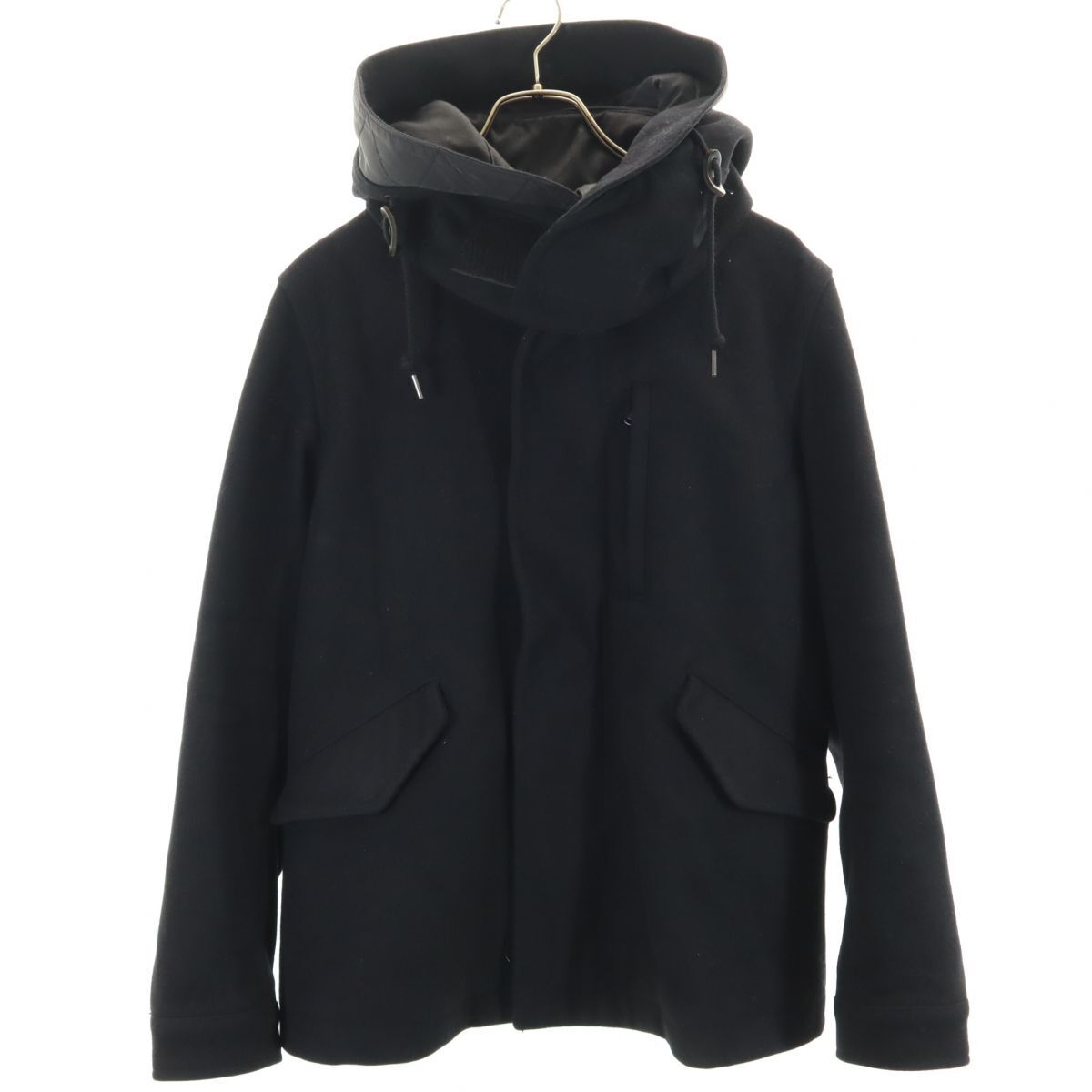 ナノユニバース フーディー コート S ブラック nano universe ショートコート メンズ拍卖