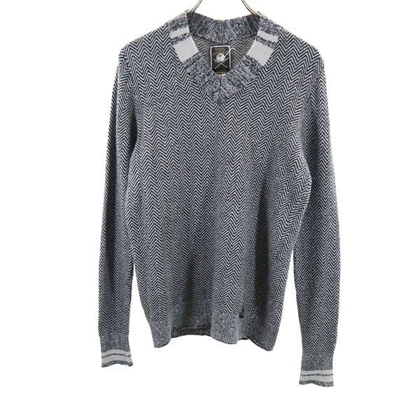 ディーゼル ウールブレンド 総柄 長袖 Vネック セーター M グレー系 DIESEL ニット レディース拍卖