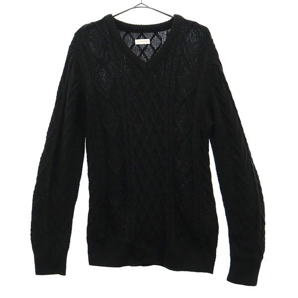 ナノユニバース 長袖 セーター S ブラック nano universe ケーブルニット メンズ拍卖