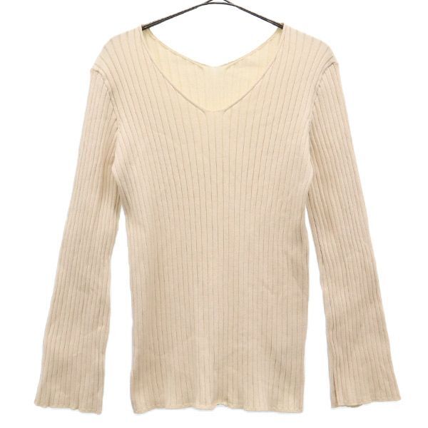 ミラオーウェン オーガニックコットンVネックリブニット 長袖 セーター 1 ベージュ Mila Owen 09WNT181077 レディース拍卖