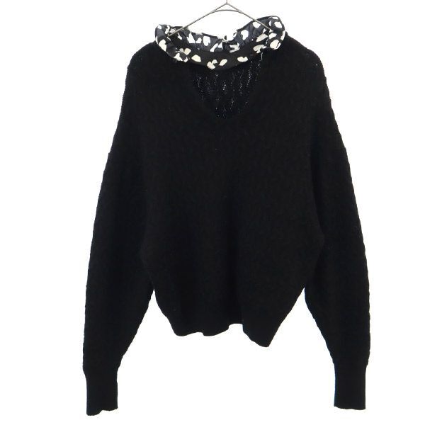 スナイデル 襟フリル付きニットプルオーバー 長袖 セーター F ブラック SNIDEL SWNT224141 レディース拍卖