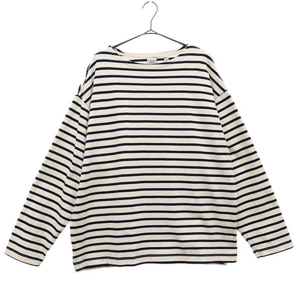 ホライゾンドリーム ボーダー 長袖 ボートネック Tシャツ M ホワイト×ネイビー HORIZON DREAM バスクシャツ メンズ拍卖