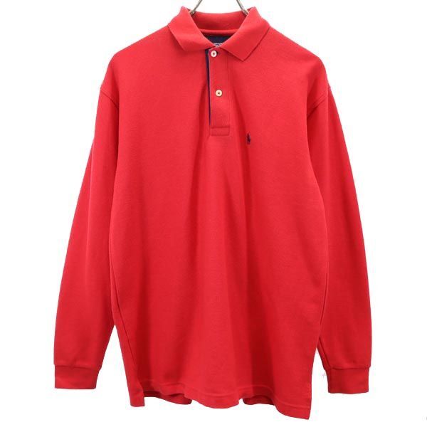 ポロバイラルフローレン 長袖 ポロシャツ L レッド系 Polo by Ralph Lauren 鹿の子 メンズ拍卖