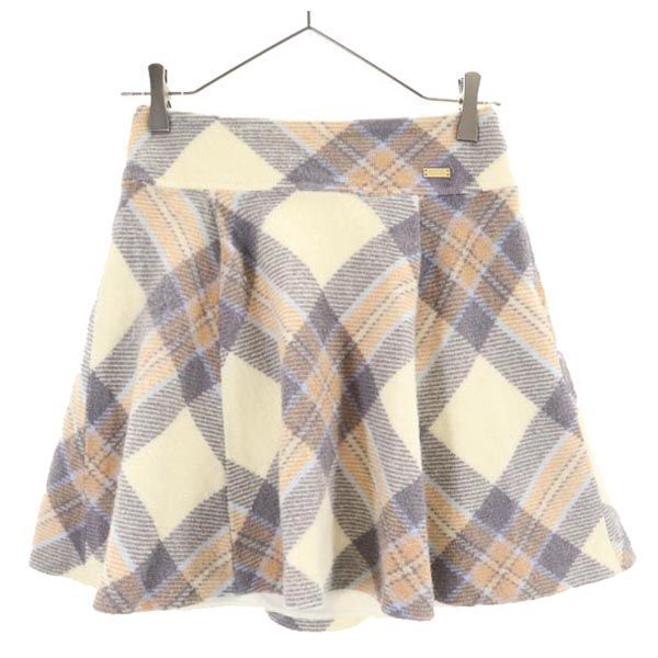 ブルーレーベルクレストブリッジ 三陽商会 ウールブレンド ミニ丈 フレアスカート 36 ベージュ系 BLUE LABEL CRESTBRIDGE レディース拍卖
