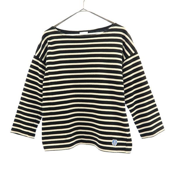 オーシバル フランス製 ボーダー 7分袖 ボートネック Tシャツ 1 ORCIVAL バスクシャツ ロゴワッペン レディース拍卖