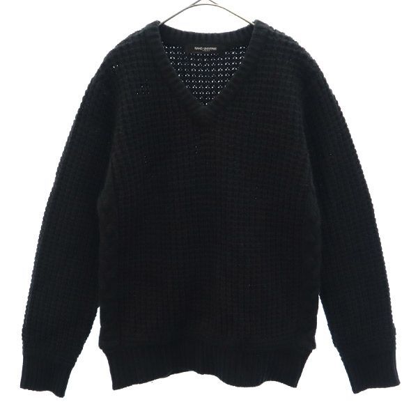 ナノユニバース 長袖 Vネック セーター S ブラック nano universe ニット レディース拍卖