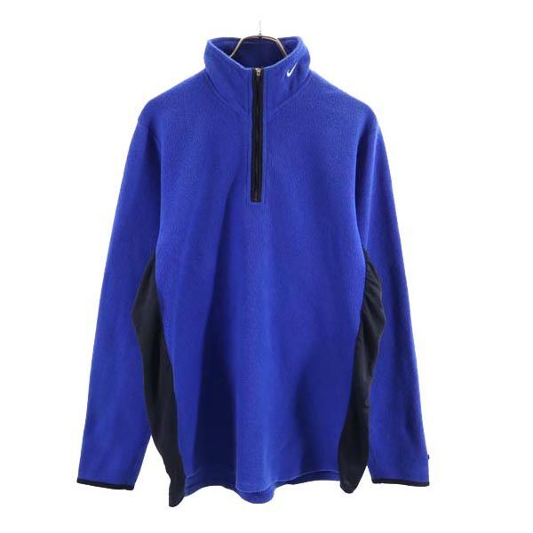 ナイキ 90s 00s 白タグ オールド ハーフジップ フリースジャケット L ブルー系 NIKE 裏起毛 メンズ拍卖