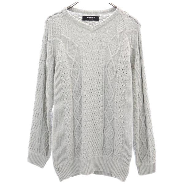 ウノピゥウノウグァーレトレ リラックス 長袖 Vネック セーター M グレー 1piu1uguale3 RELAX ニット メンズ拍卖