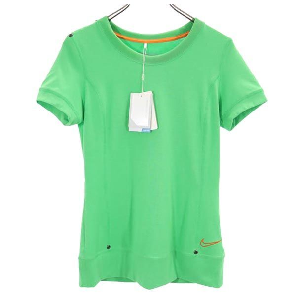 未使用 ナイキゴルフ ロゴ刺繍 ゴルフ 半袖 ハーフジップ Tシャツ M グリーン NIKE GOLF スポーツ ワンポイント レディース拍卖