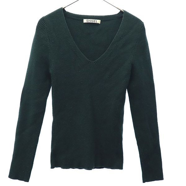 スナイデル 長袖 Vネック リブ ニット F グリーン SNIDEL SWNT184127 レディース拍卖