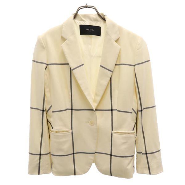 ポールスミス 日本製 チェック 長袖 テーラードジャケット 40 ホワイト系 Paul Smith レディース拍卖