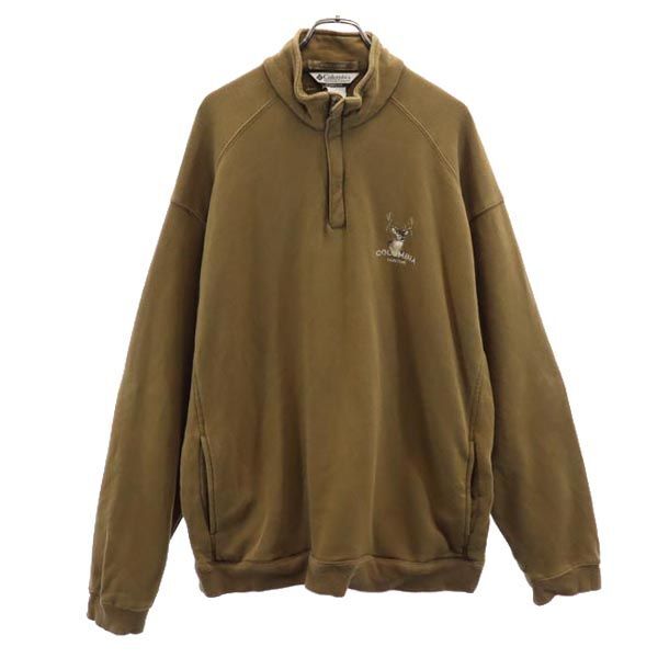 コロンビア アウトドア 長袖 ハーフジップ トレーナー XXL ブラウン系 Columbia 裏起毛 スウェット ビッグサイズ メンズ拍卖