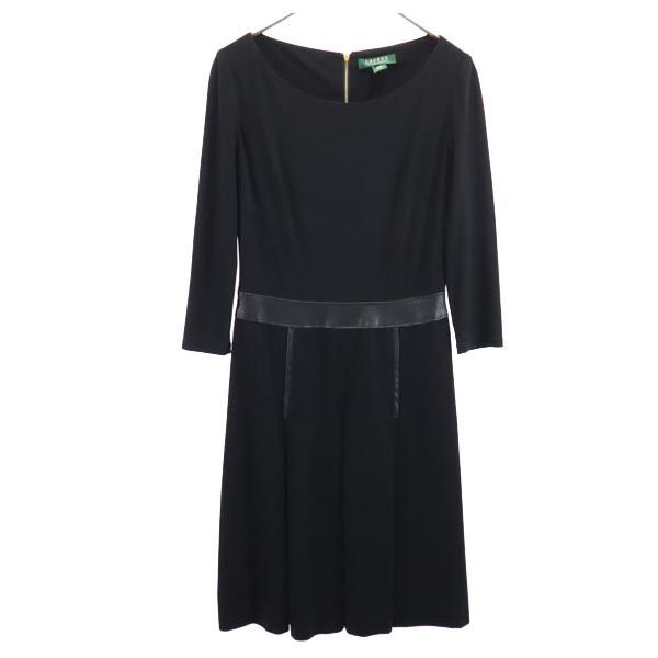 ローレンラルフローレン 7分袖 切替 ワンピース 4 ブラック LAUREN RALPH LAUREN DRESS レディース拍卖