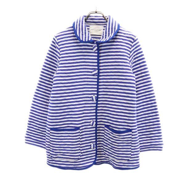 ツモリチサト スリーブ ボーダー 長袖 ナイトウェア キルティングジャケット M ブルー系 TSUMORI CHISATO SLEEP レディース拍卖