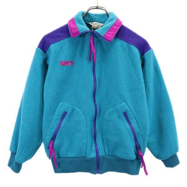 コロンビア 80s アウトドア ヴィンテージ フリースジャケット S 青緑 Columbia レディース拍卖