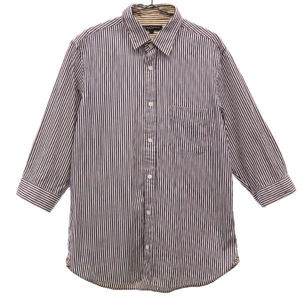 ビューティ&ユース 日本製 ストライプ 長袖 ウエスタンシャツ L パープル系 BEAUTY&YOUTH UNITED ARROWS メンズ拍卖
