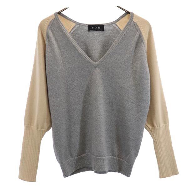 フェリペオリヴェイラバティスタ 長袖 ウール100% Vネック ニット セーター S グレー系 FOB FELIPE OLIVEIRA BAPTISTA レディース拍卖