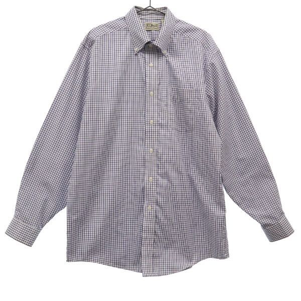 エルエルビーン アウトドア チェック 長袖 ボタンダウンシャツ MED-REG ブルー L.L.Bean メンズ拍卖