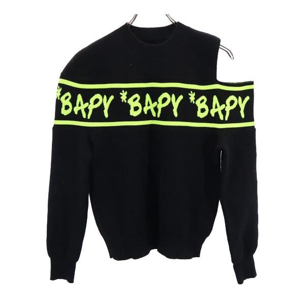 ベイピーバイアベイシングエイプ 長袖 アシンメトリー ニット XS ブラック BAPY BY A BATHING APE オープンショルダー レディース拍卖
