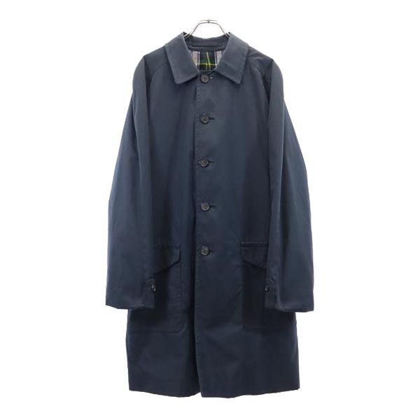 バーバリー 英国製 ステンカラーコート 50 ネイビー BURBERRY ウエストベルト メンズ拍卖