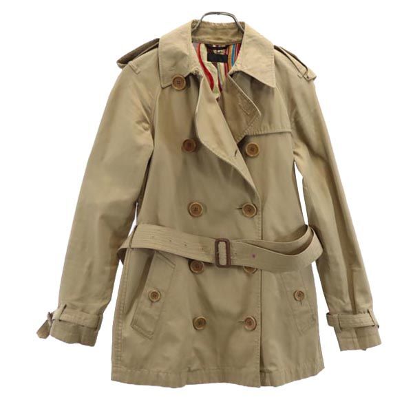 ポールスミス ブラック ショート丈 トレンチコート 40 ベージュ Paul Smith BLACK ウエストベルト レディース拍卖