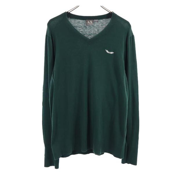 アルマーニエクスチェンジ 長袖 Vネック セーター M グリーン系 ARMANI EXCHANGE ニット メンズ拍卖