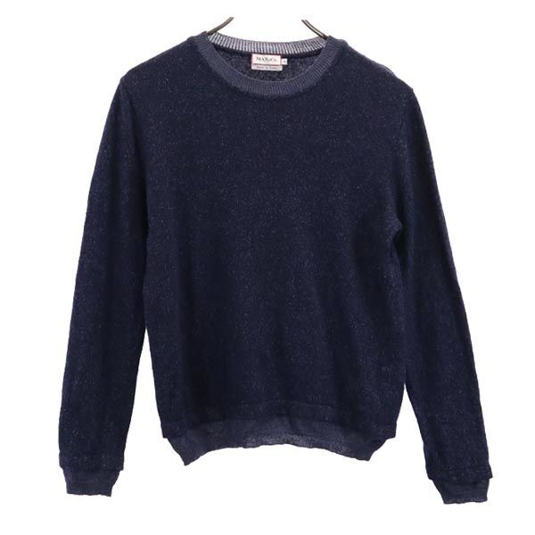 マックスアンドコー アンゴラブレンド 長袖 レイヤード風 セーター M ネイビー系 MAX&CO ネップ ニット レディース拍卖