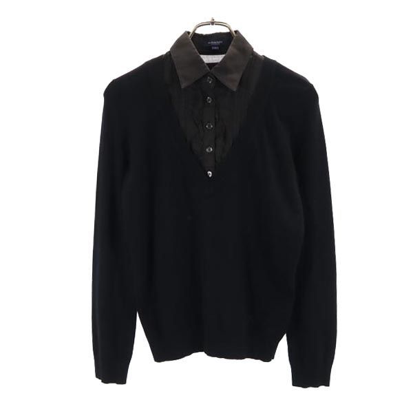 バーバリーロンドン 長袖 レイヤード セーター 1 ブラック BURBERRY LONDON ニット レディース拍卖