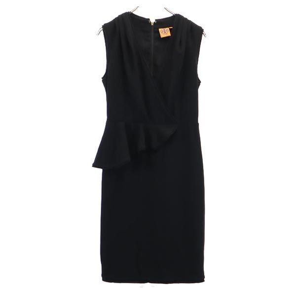 トリーバーチ フリルデザイン ノースリーブ フリルデザイン ワンピース 4 ブラック Tory Burch バックジップ レディース拍卖