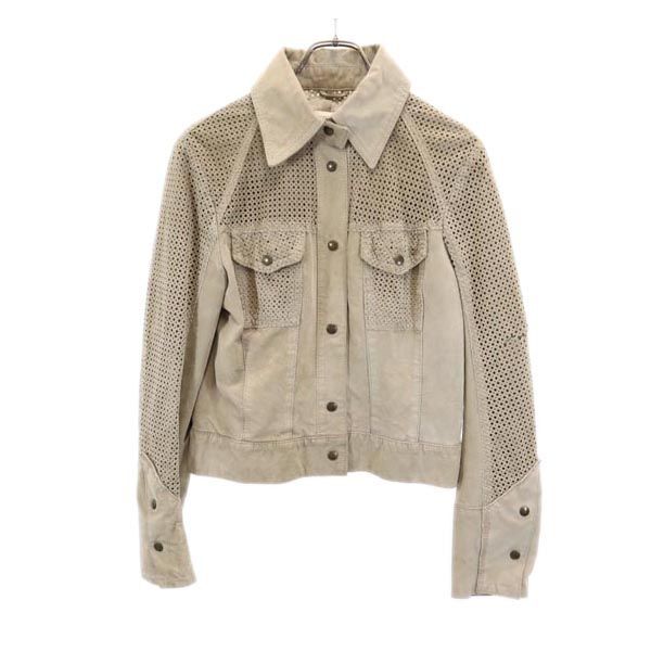 モティヴィ レザージャケット 44 グレージュ系 motivi 本革 本皮 レディース拍卖