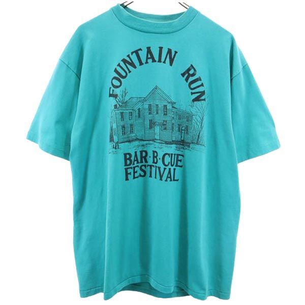 ヘインズ 80s ヴィンテージ USA製 プリント 半袖 Tシャツ XL グリーン系 Hanes メンズ拍卖