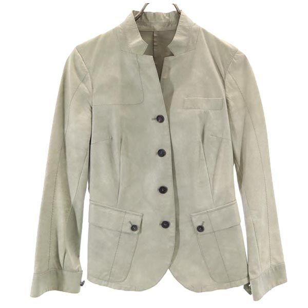 ニールバレット イタリア製 カンガルー革 レザージャケット S グレー系 NEIL BARRETT 本革 本皮 レディース拍卖