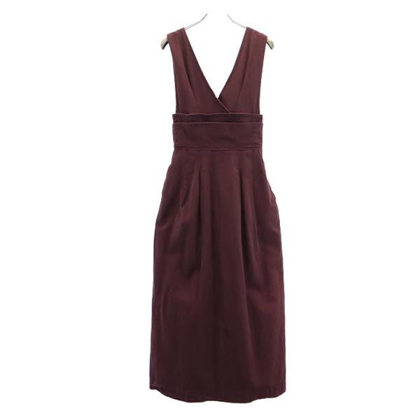 スナイデル リネン ウールブレンド ノースリーブ ワンピース 1 ブラウン系 SNIDEL ジャンパースカート レディース拍卖