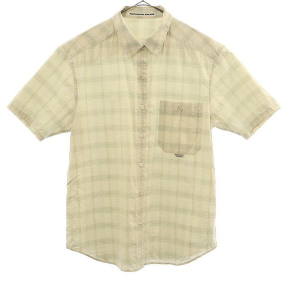 マドモアゼルノンノン 日本製 チェック 半袖 シャツ L ベージュ Mademoiselle NON NON レディース拍卖