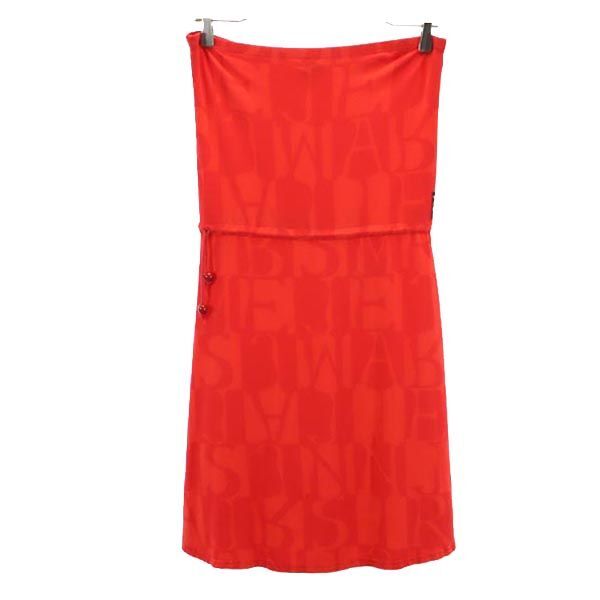 アルマーニジーンズ ロゴ総柄 イタリア製 ロングスカート USA8 レッド系 ARMANI JEANS レディース拍卖