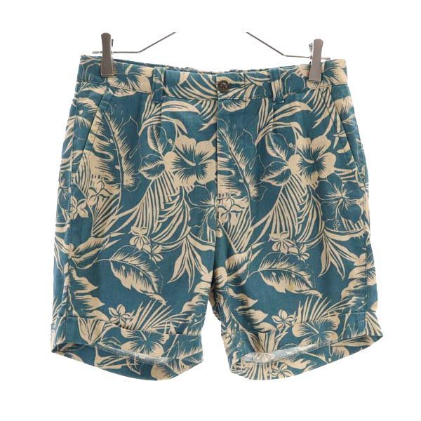 スティーブンアラン 日本製 リネンブレンド アロハ柄 ショートパンツ S グリーン系 Steven Alan ユナイテッドアローズ メンズ拍卖
