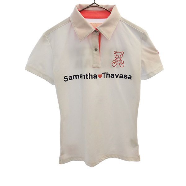 サマンサタバサ プリント 半袖 ポロシャツ S ホワイト Samantha Thavasa レディース拍卖
