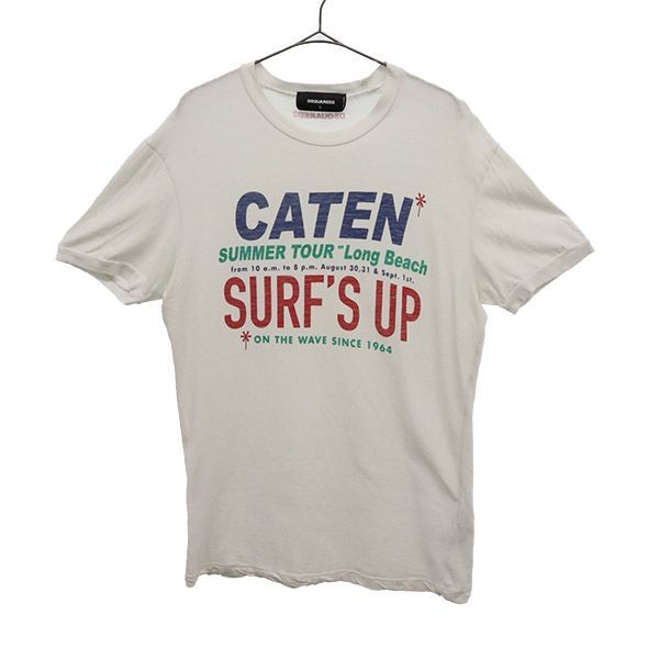 ディースクエアード イタリア製 プリント 半袖 Tシャツ L ホワイト DSQUARED2 メンズ拍卖