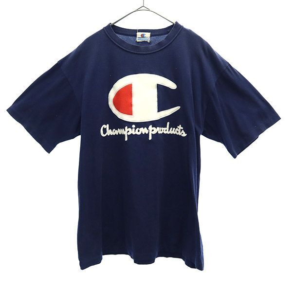 チャンピオン 80s ワッペン 半袖 Tシャツ M ネイビー系 Champion メンズ拍卖