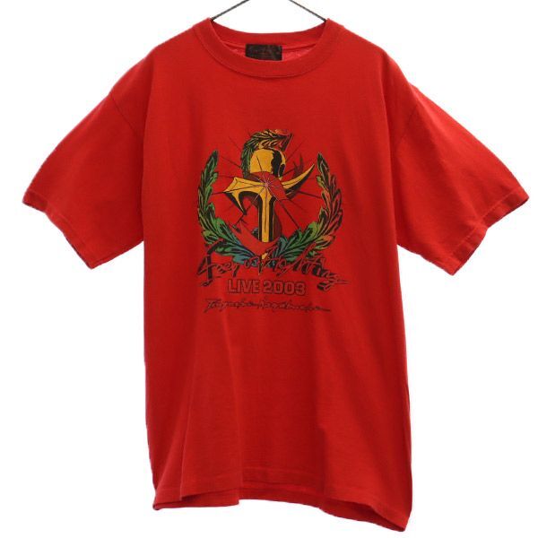 長渕剛 LIVE 2003 KEEP ON FIGHTING プリント 半袖 Tシャツ レッド 長渕剛 メンズ拍卖