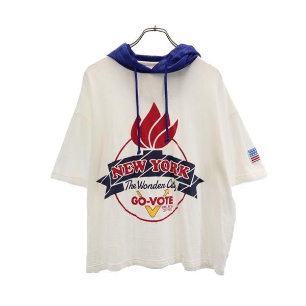 ボートメイクニュークローズ 日本製 フード 半袖 Tシャツ M ホワイト VOTE MAKE NEW CLOTHES メッシュ メンズ拍卖