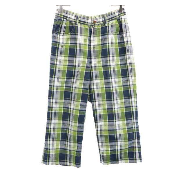 トリココムデギャルソン 2007年 リネンブレンド チェック クロップドパンツ S グリーン系 tricot COMME des GARCONS メンズ拍卖