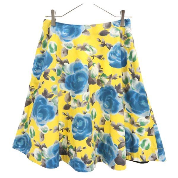 マークバイマークジェイコブス 総柄 ミニ丈 フレアスカート 2 イエロー×青系 MARC BY MARC JACOBS レディース拍卖